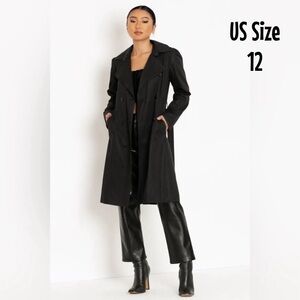 BLACKMILK BLACK CLASSIC TRENCH COAT! Double Breast Neutral Plaid Lining Elegant